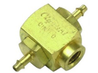 Shuttle Valve, #10-32 Female Out, 1/16” ID Hose Inlets