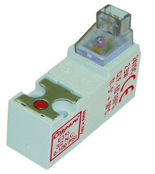 E315F-2L024 90° Connector with LED 3/2 Normally-Closed