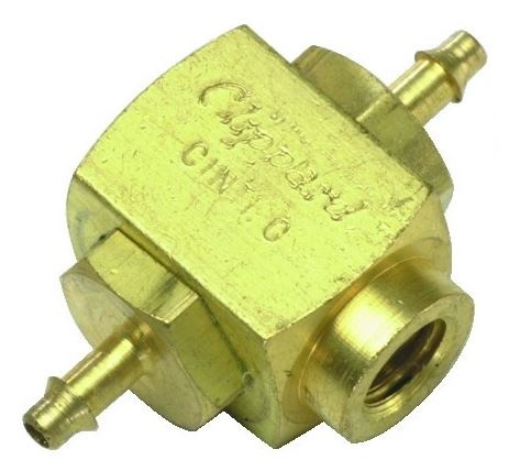 MSV-1F22 Shuttle Valve, #10-32 Female Out, 1/16” ID Hose Inlets